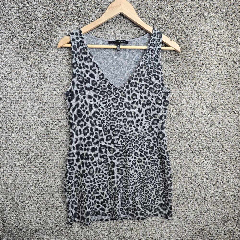 White House Black Market Top Womens Small Gray‎ V Neck Tunic Sleeveless Knit